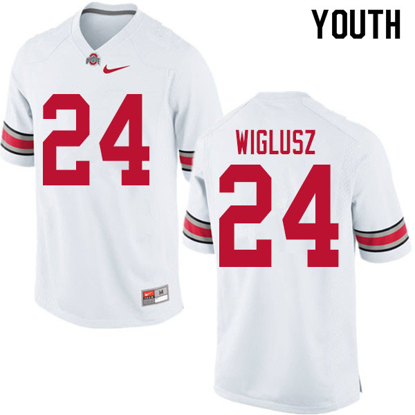 Ohio State Buckeyes Sam Wiglusz Youth #24 White Authentic Stitched College Football Jersey